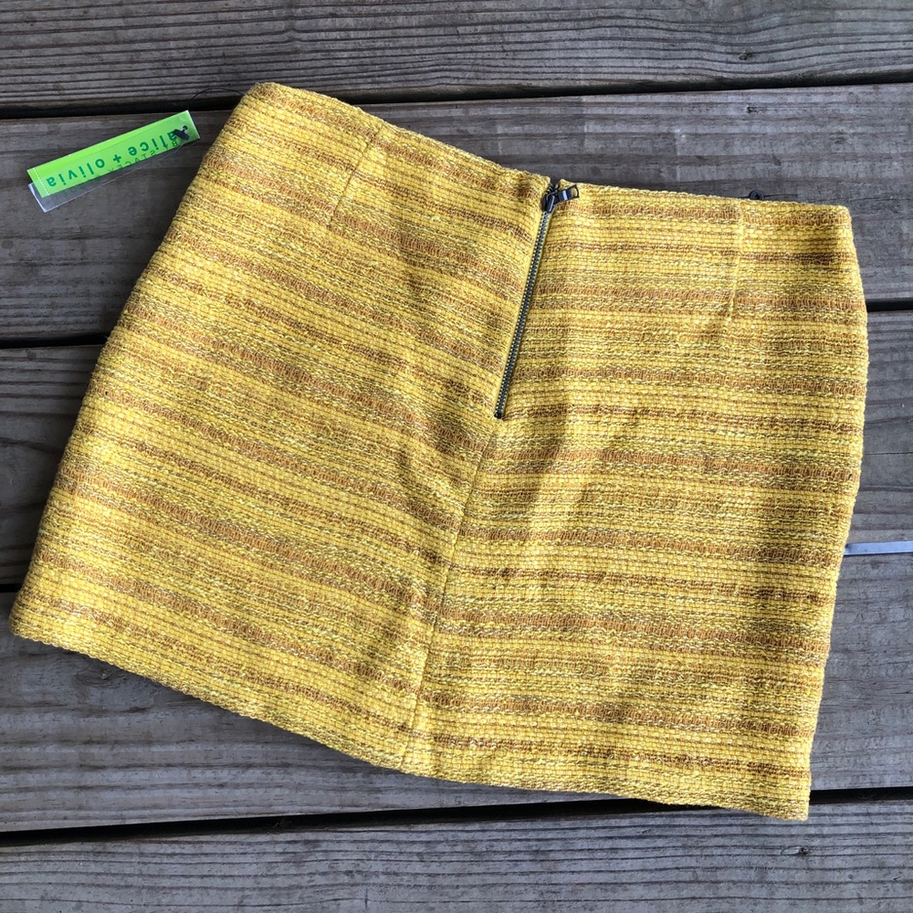 NWT Alice + Olivia Leigh Yellow A-Line Skirt - Picture 5 of 8